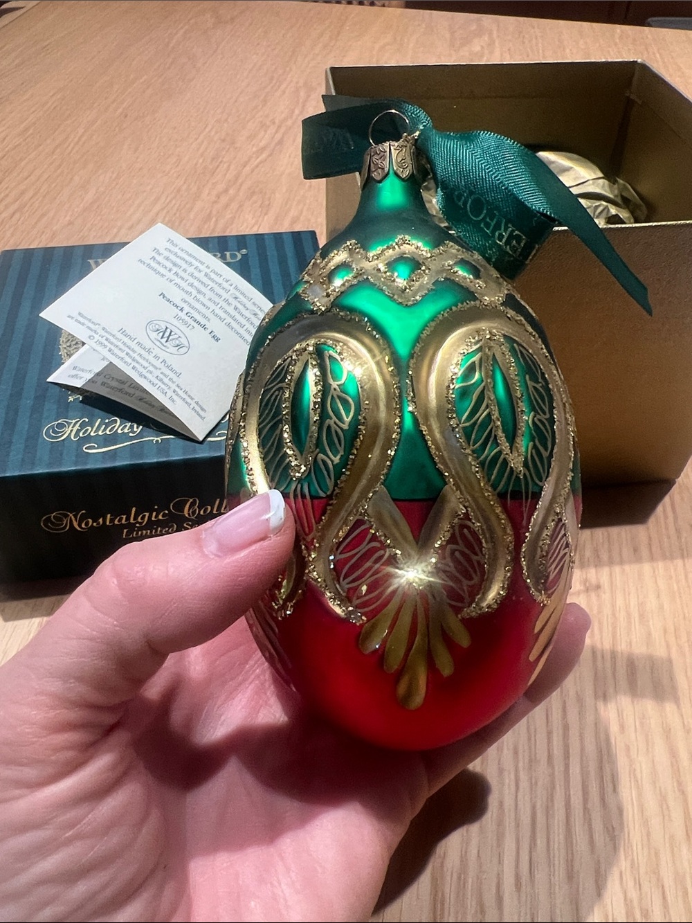 Waterford Holiday Heirlooms Glass Holiday Ornament with Ribbon Hanger